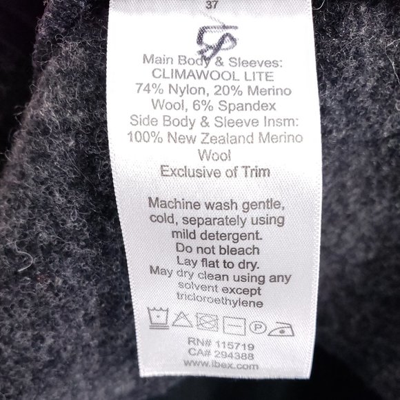 Ibex Jacket Womens Small Climawool Lite Softshell Full Zip Black Gray Wool Blend - Picture 11 of 11